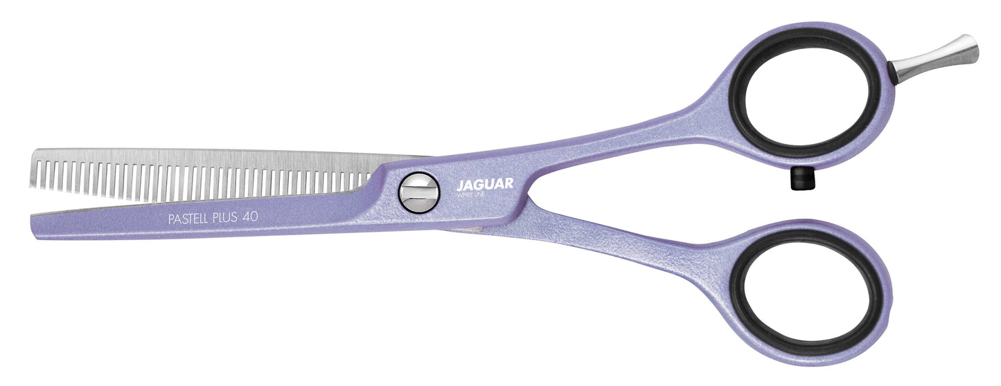Tijeras de modelado en color lila con mango descentrado