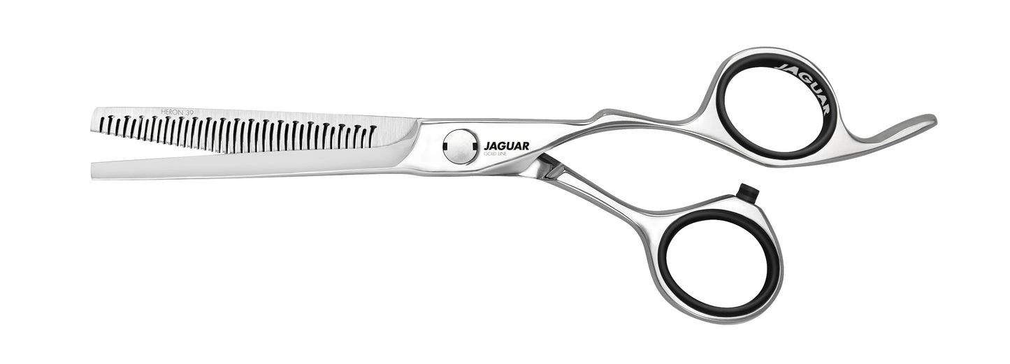 Hairdressing scissors with ergonomic design.