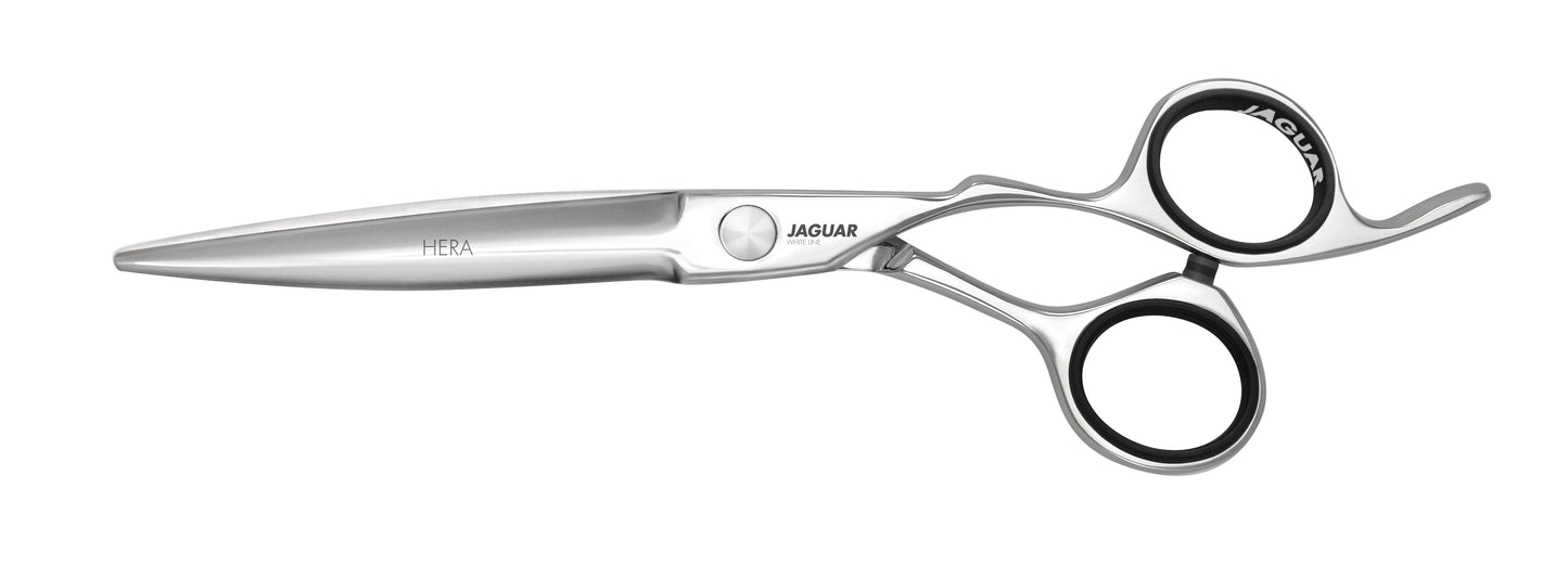 Hairdressing scissors with ergonomic design.
