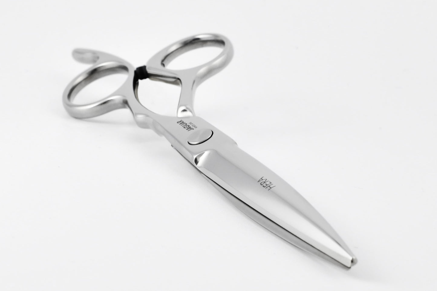Hairdressing scissors with ergonomic design.