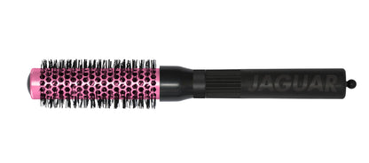 Four colorful round brushes for hairdressers.