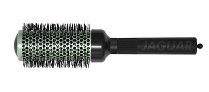 Four colorful round brushes for hairdressers.