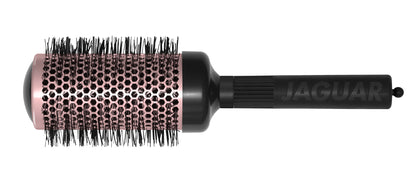 Four colorful round brushes for hairdressers.