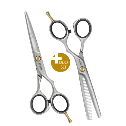 JAGUAR PRE STYLE RELAX Duo Set mit Haarschere und Modellierschere RELAX 28 auf weißem Hintergrund.