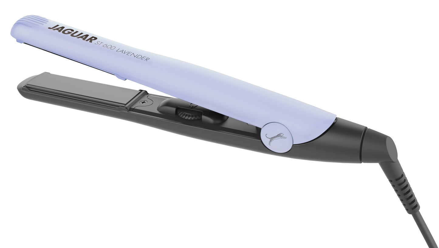 Lavender-colored hair straightener.