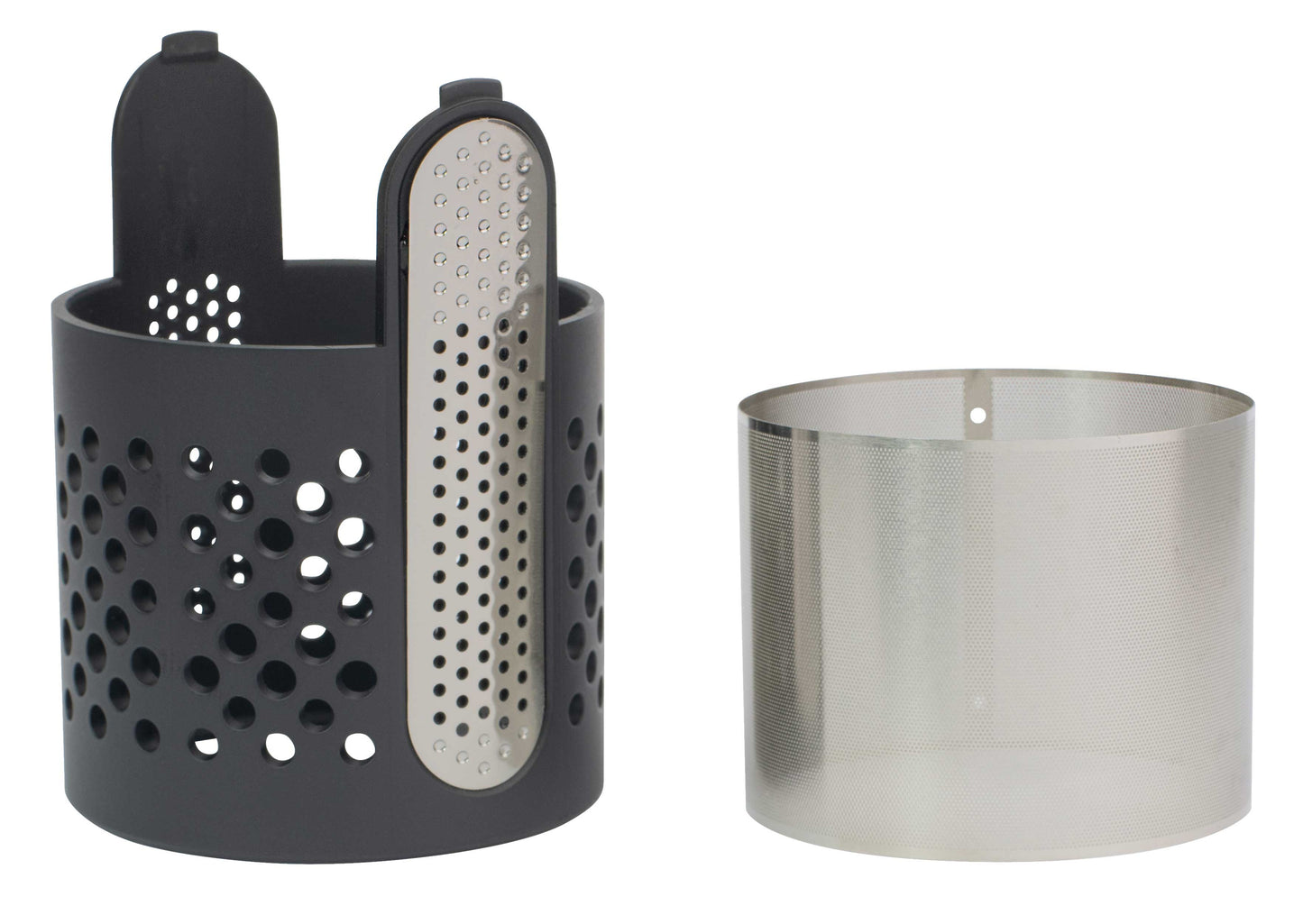 Black and silver filter insert.