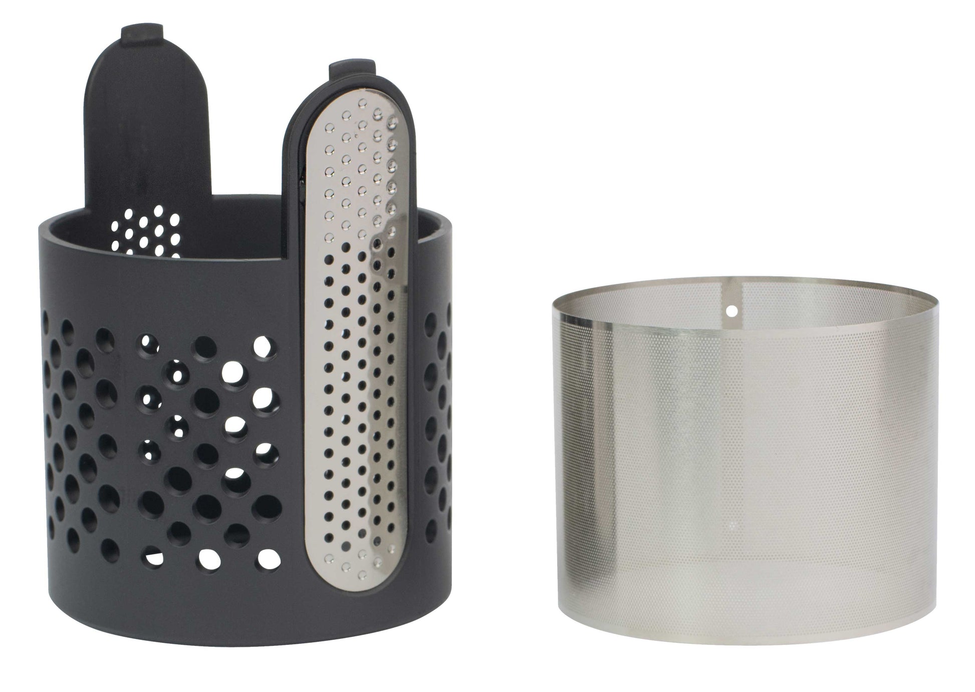 Black and silver filter insert.