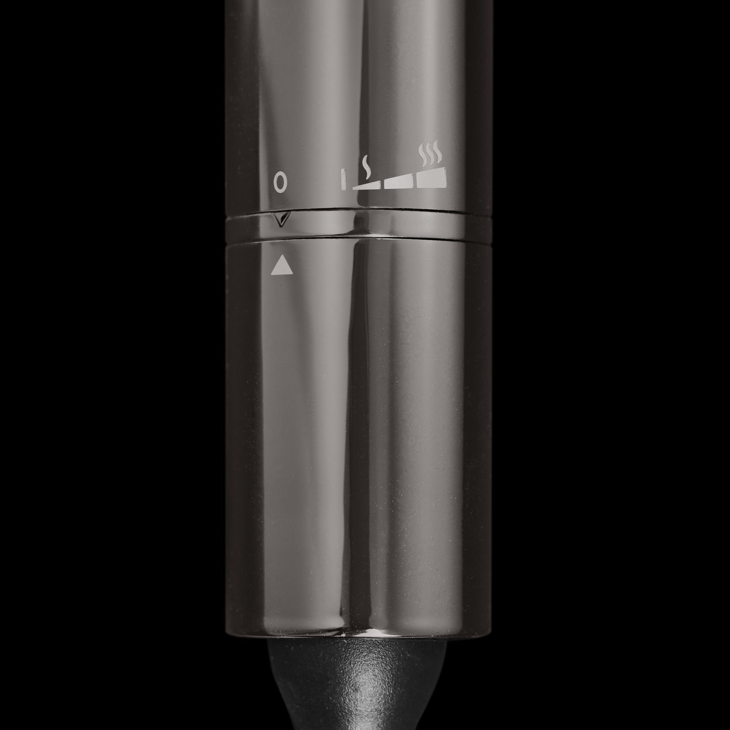 Curling iron with black handle.