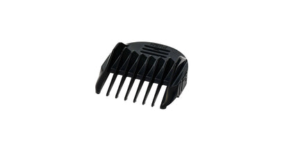 Four black comb attachments with sizes.