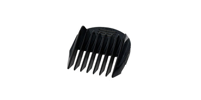 Four black comb attachments with sizes.