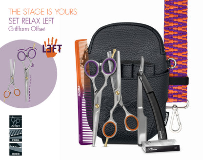 Hairdressing scissors set with accessories.