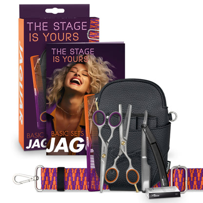 Hairdressing scissors set with accessories.
