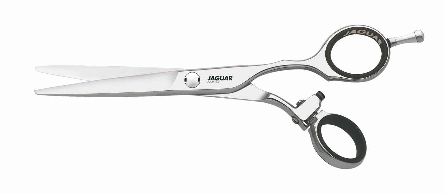 Hairdressing scissors with ergonomic design.