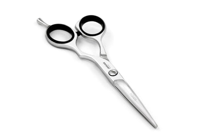 Hairdressing scissors with ergonomic design.