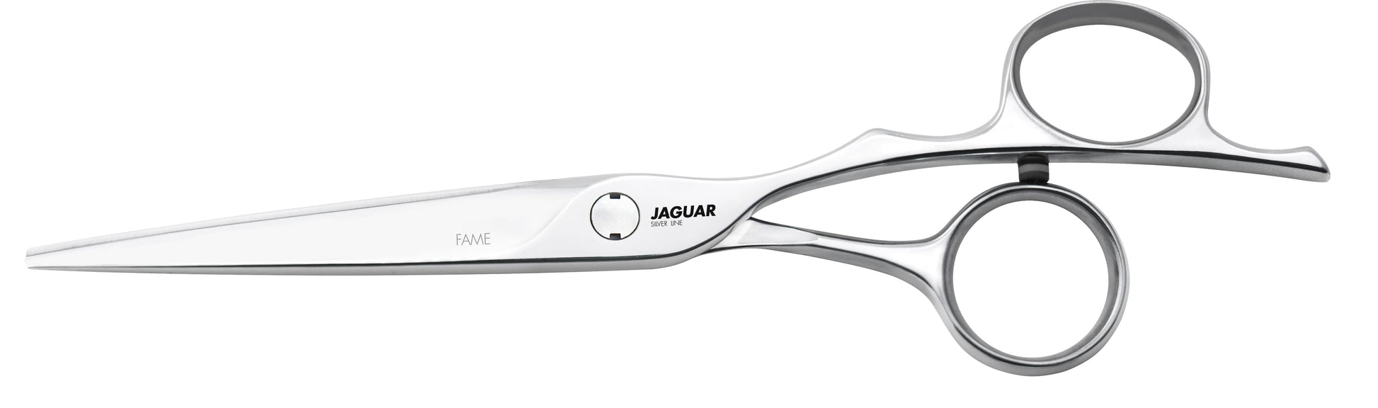 Hairdressing scissors made of stainless steel, silver.