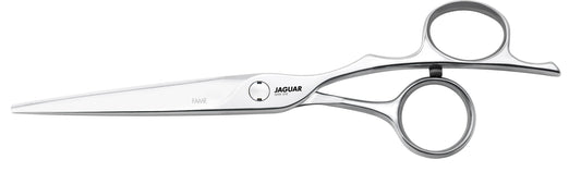 Hairdressing scissors made of stainless steel, silver.