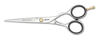 Hairdressing scissors with ergonomic design.