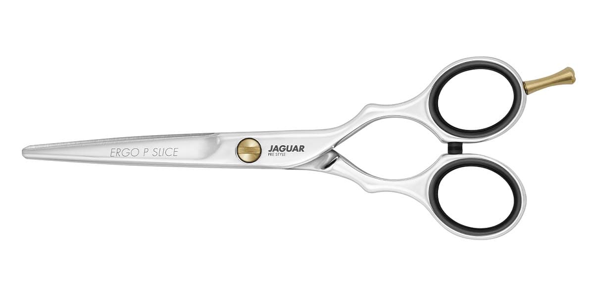 Hairdressing scissors with ergonomic design.