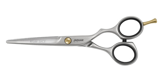 Hairdressing scissors with ergonomic design.