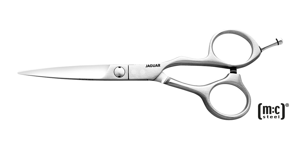 Hairdressing scissors with ergonomic design.