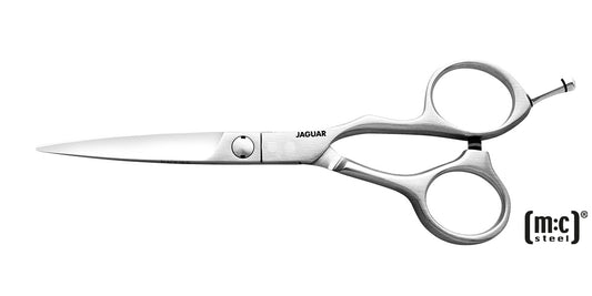 Hairdressing scissors with ergonomic design.