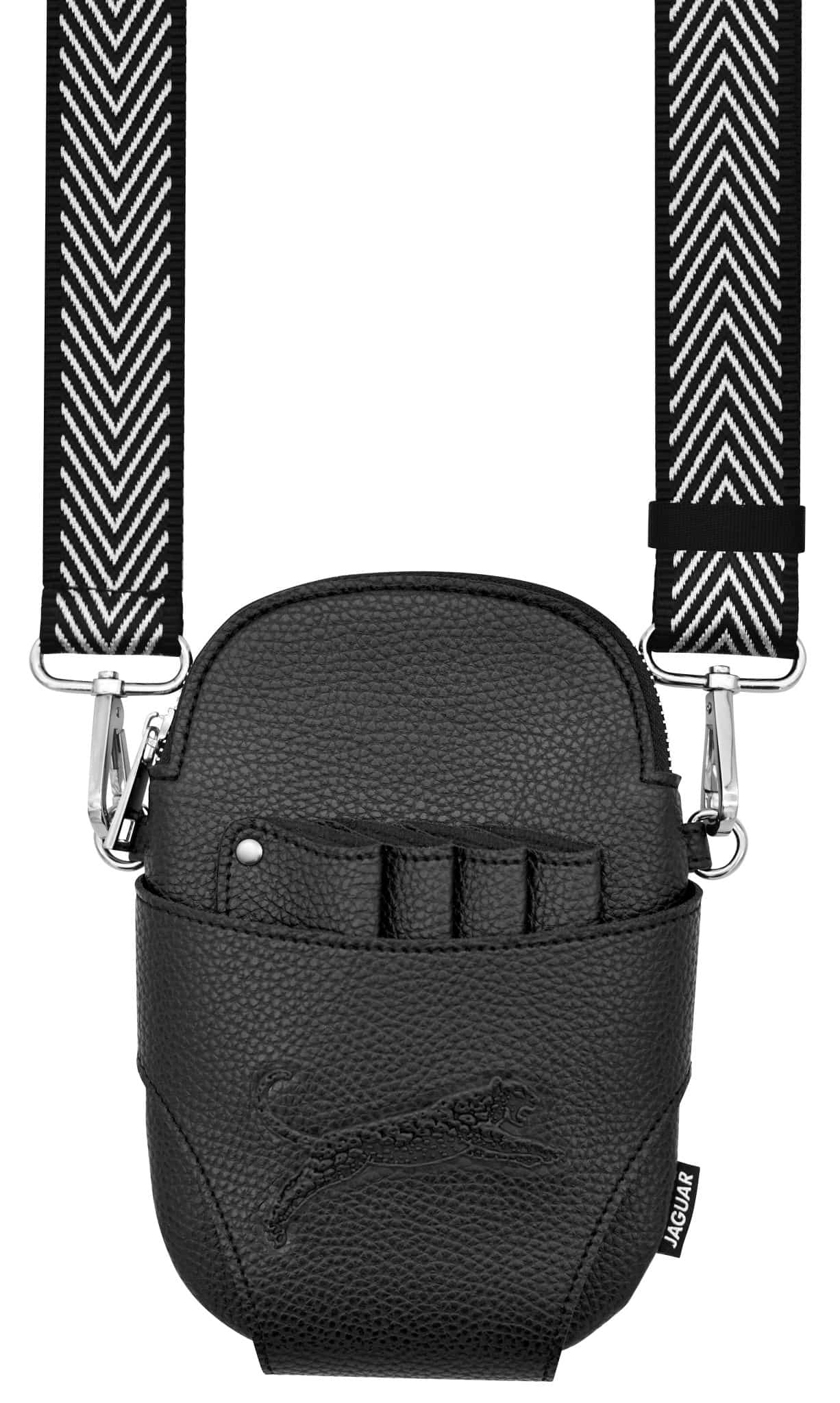 Black hairdresser's bag with strap.