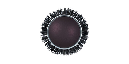 Round brush with black handle.