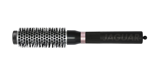 Round brush with black handle.