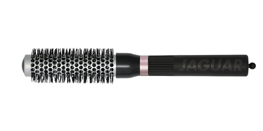 Round brush with black handle.