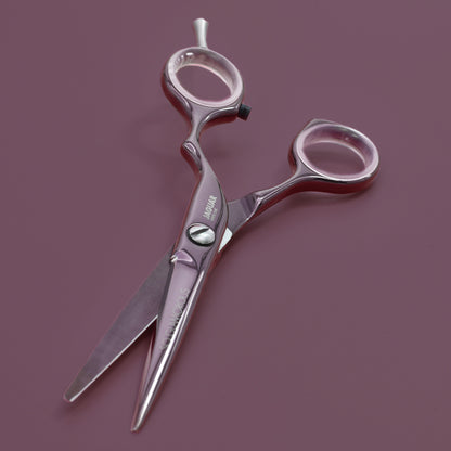 Hairdressing scissors, round brush, case, accessories.