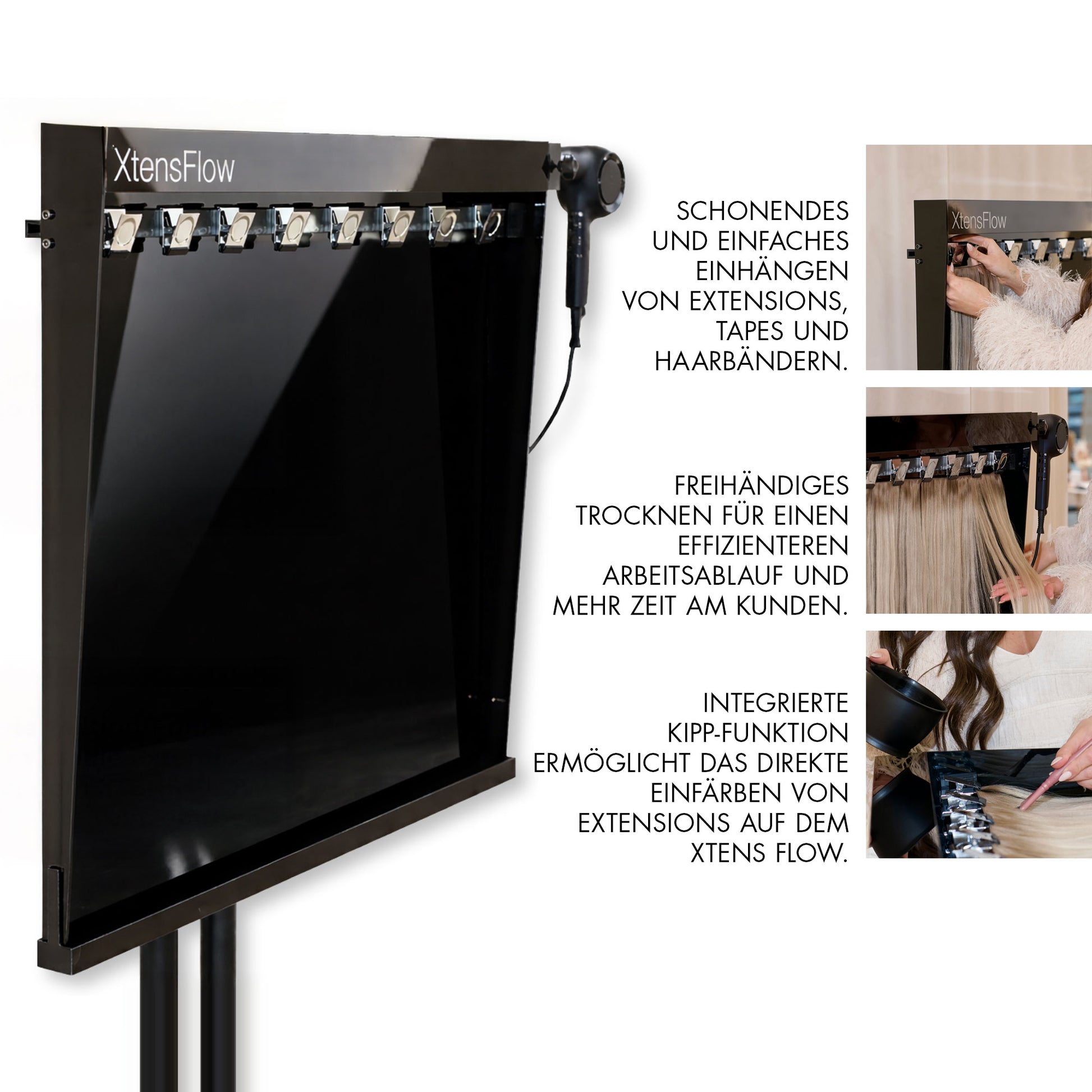 Extensions, Tapes und Haarbänder werden schonend und präzise ins Haar eingearbeitet.