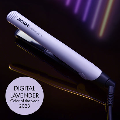 Lavender-colored hair straightener.