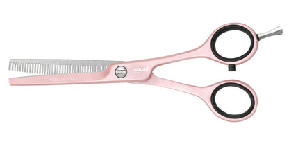 Pink modeling scissors for hairdressers.