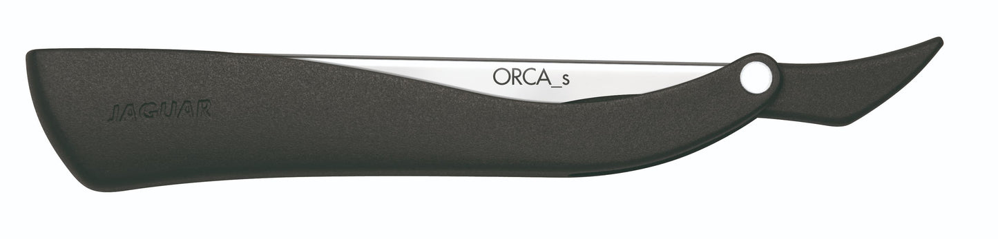 Straight razor with black handle.