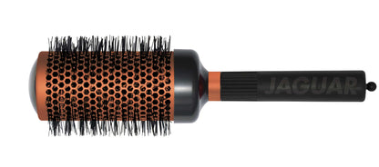 Round brush with black handle.
