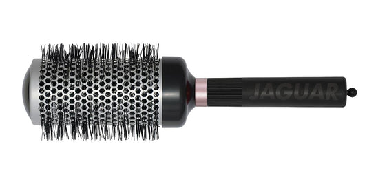 Rundbürste mit schwarzem Griff.