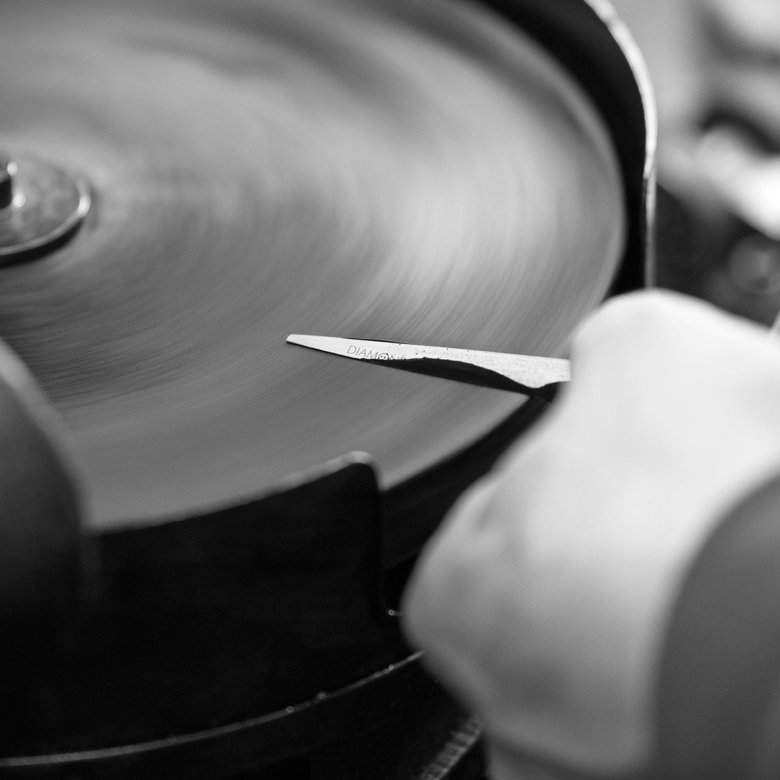 Scissors during grinding.