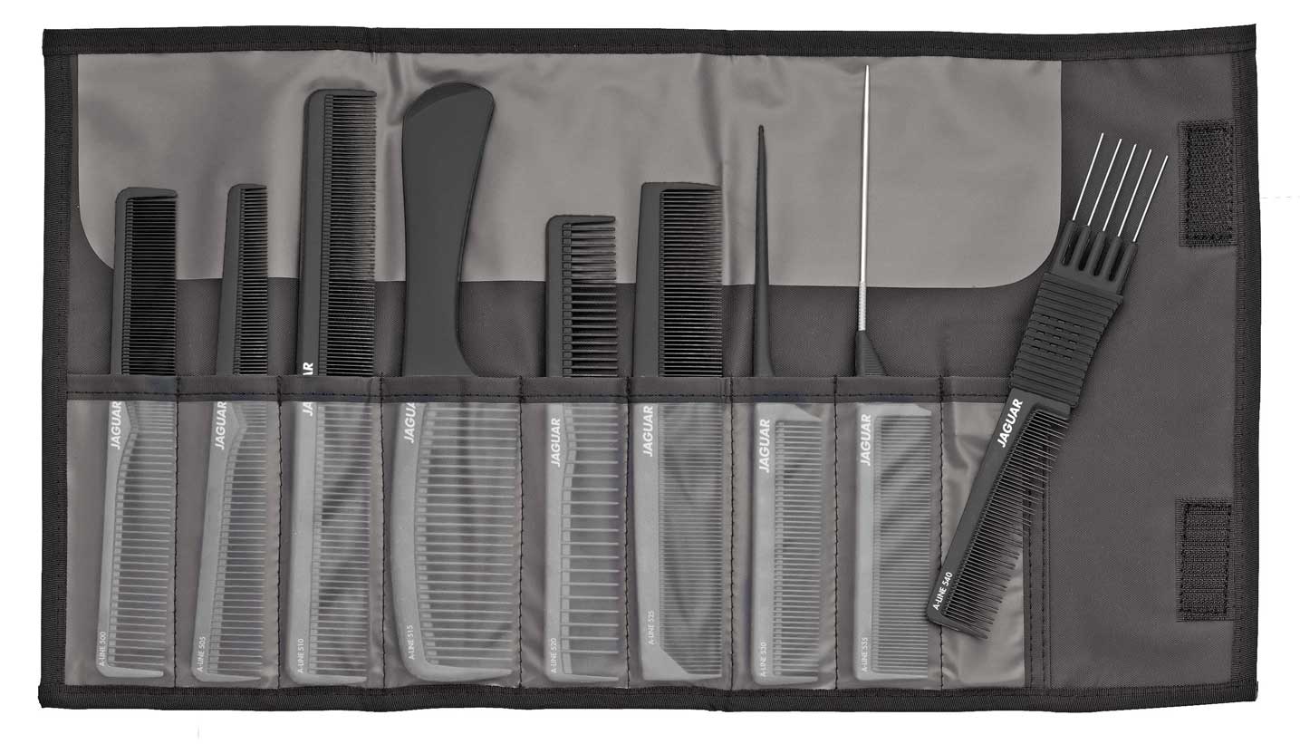 Hairdressing combs in a bag.