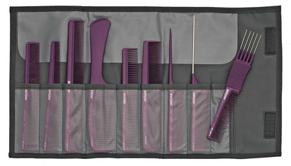 Hairdressing combs in a bag.