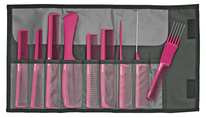 Hairdressing comb set in bag.